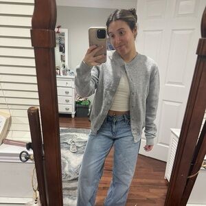 Amazon Gray Button-Up Cardigan Sweater